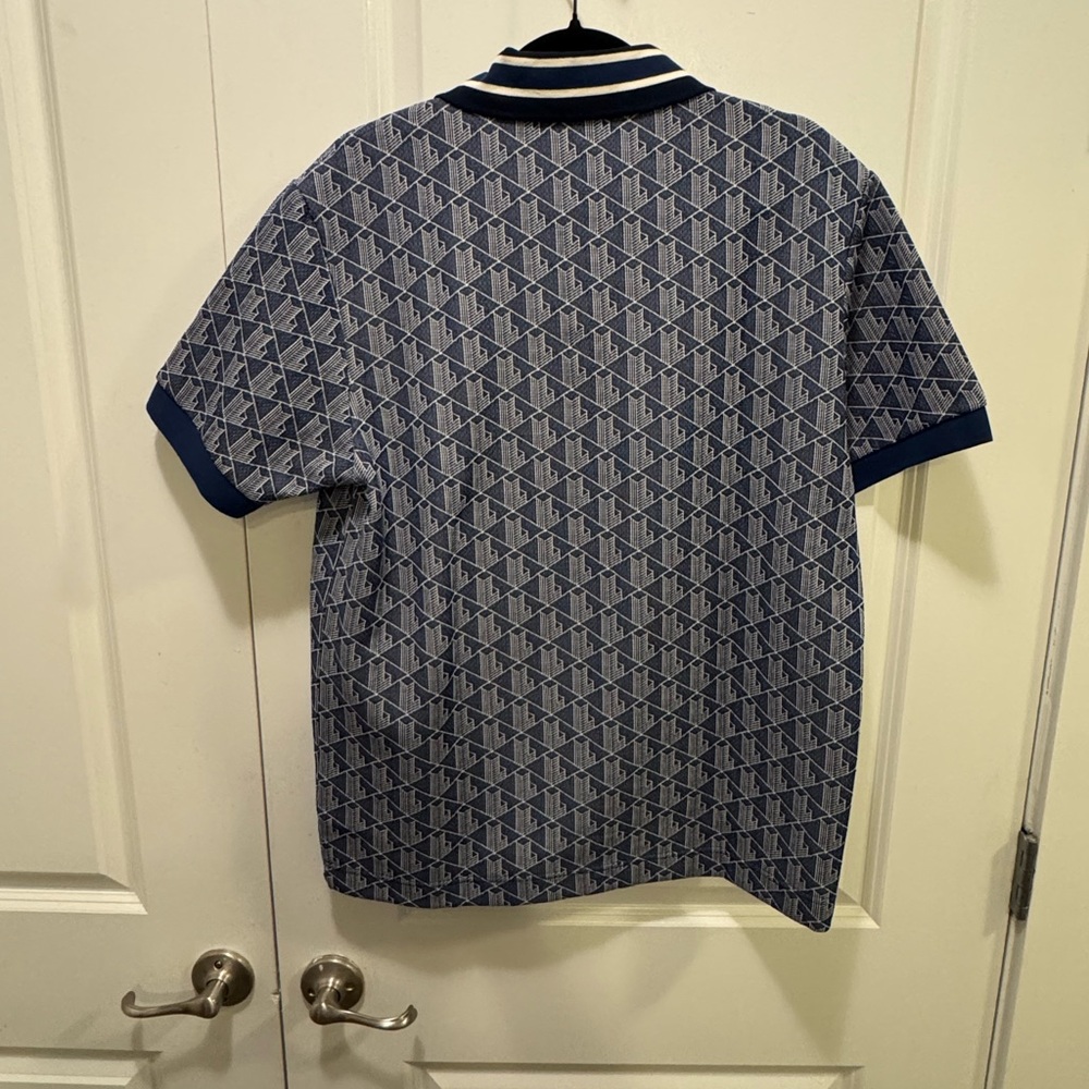 Lacoste Blue Geometric Men's Polo Shirt